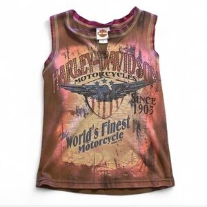 Vtg Y2K Embellished Harley Davidson Sleeveless Shirt | c. 2005 Made In U.S.A.